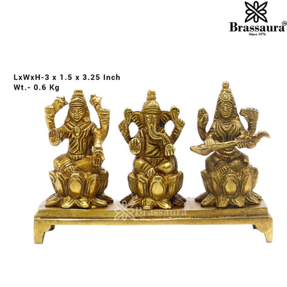 Brass Classic Lakshmi Ganesh Saraswati Weight 0.6 Kg & Height 3.25 Inch