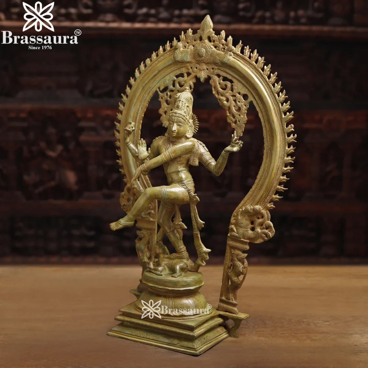 Brass Patina Dancing Natraj Statue Weight 16.16 Kg And Height 26 Inch