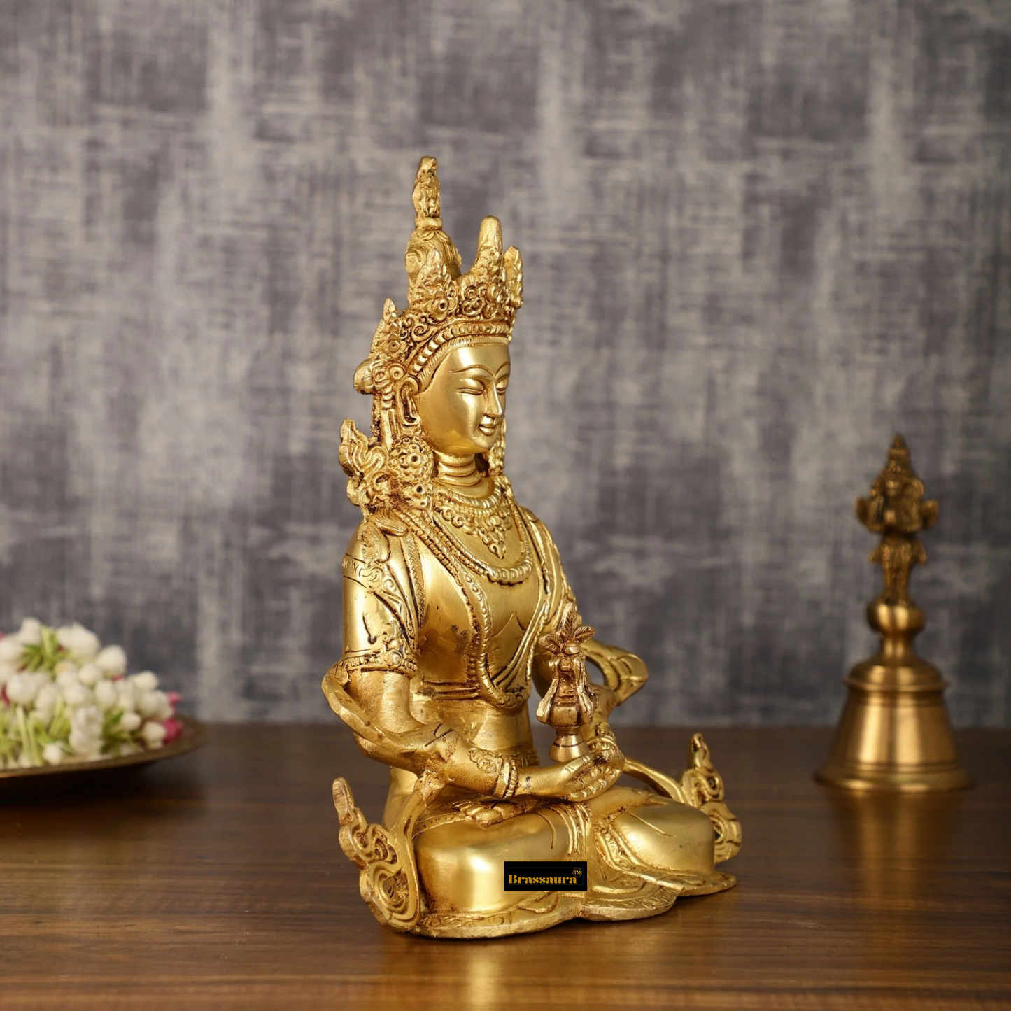 Brassaura™ Pure Brass Buddha in Amitabha Mudra – Height 12 Inches, Weight 3.7 Kgs