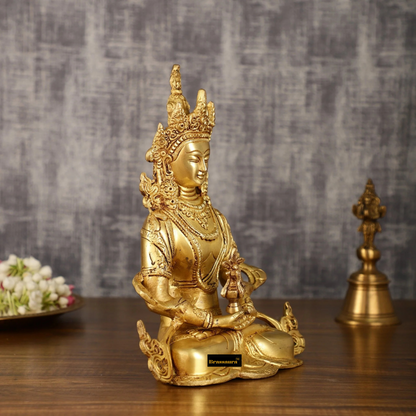 Brassaura™ Pure Brass Buddha in Amitabha Mudra – Height 12 Inches, Weight 3.7 Kgs