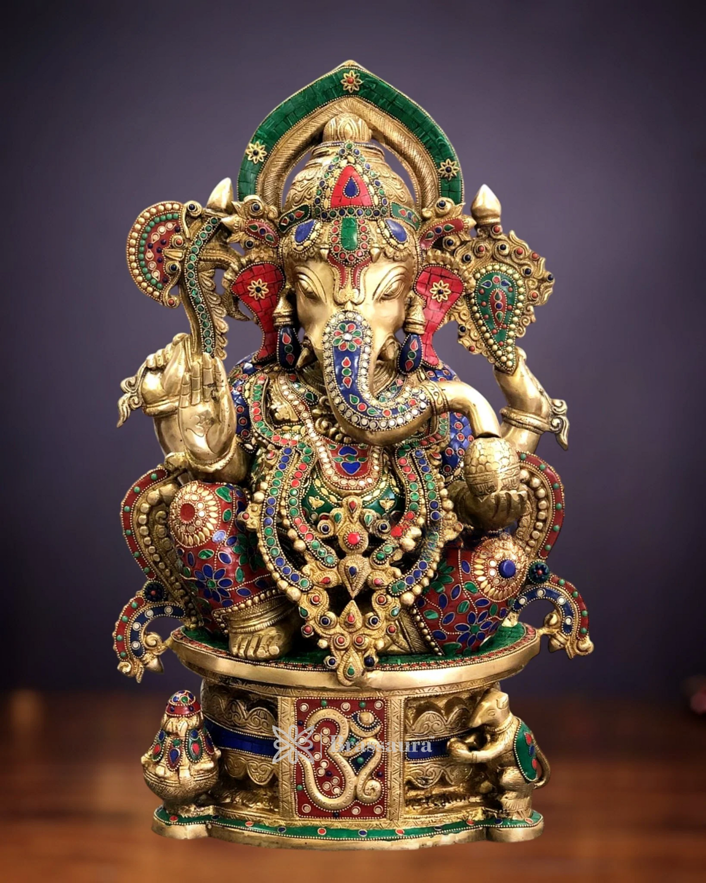 Brassaura™ Superfine Handcrafted Brass Ganesha Statue – Height 22.5 Inches, Weight 34 Kgs