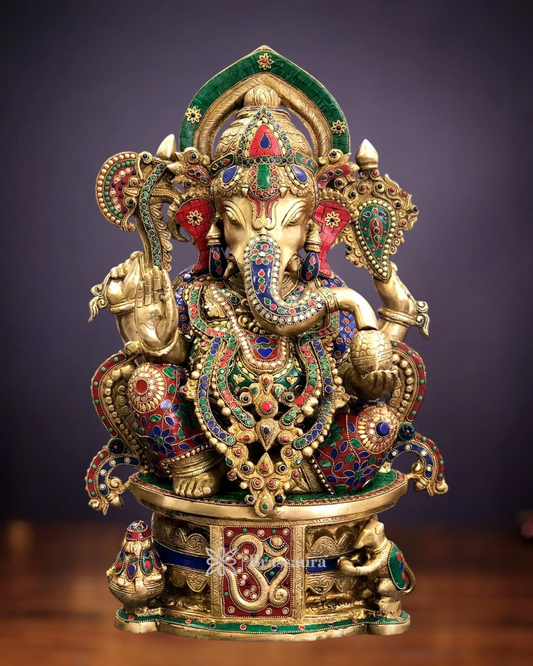 Brassaura™ Superfine Handcrafted Brass Ganesha Statue – Height 22.5 Inches, Weight 34 Kgs