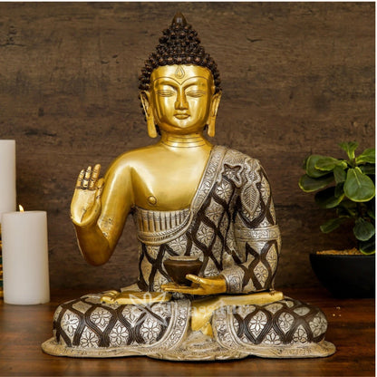 Brass Blessing Buddha Weight 11 kg & Height 17 Inch