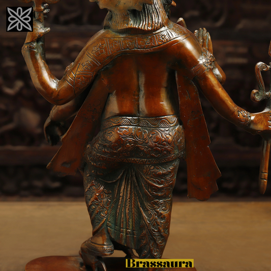 Brassaura™ Brass Standing Ganesh on Pedestal – Copper Finish – Height 19 Inches, Weight 10.55 Kgs