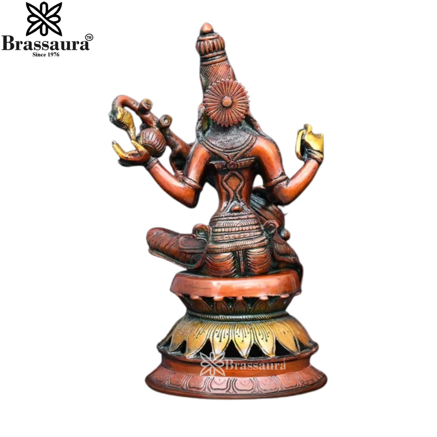 Brassaura™ Brass Saraswati Idol – Height 12 Inches & Weight 4.4 Kgs | Elegant Home & Temple Décor