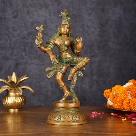 Brass Aardhnareshwar Idol for Home and Decor | Weight 3.25 Kg Height 12 inch | Multi-Coloured