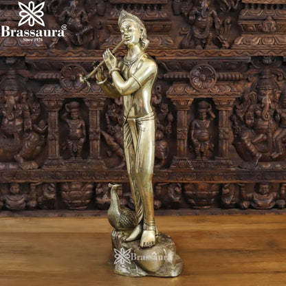 Brass Krishna Murti Weight 14.56 Kg And Height 29.5 Inch