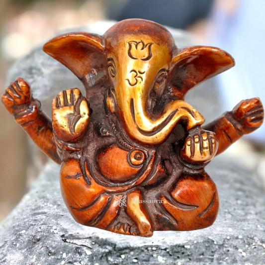 Brassaura™ Miniature Brass Appu Ganesha Idol – Height 2.5 Inches, Weight 170 g