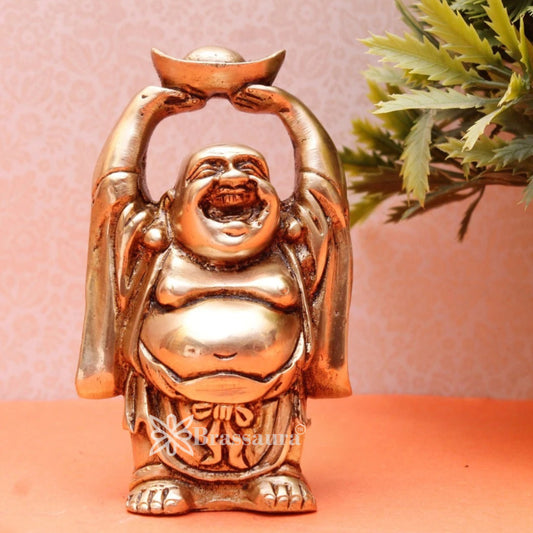 Brass Laughing Buddha Weight 0.4 kg & Height 3.5 Inch