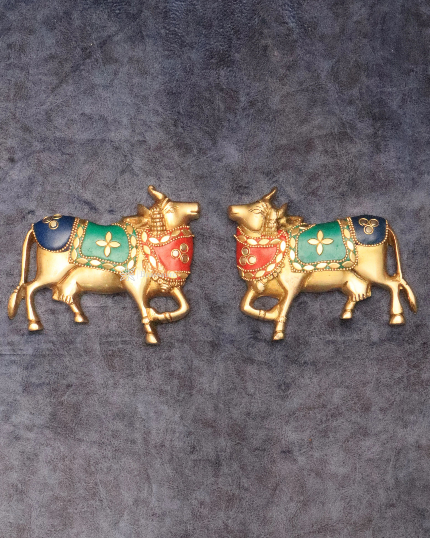 Brassaura™ Brass Kamdhenu Cow Pair | 5 Inches Height | 1.1 Kg Weight (Pair) | Symbol of Prosperity & Abundance