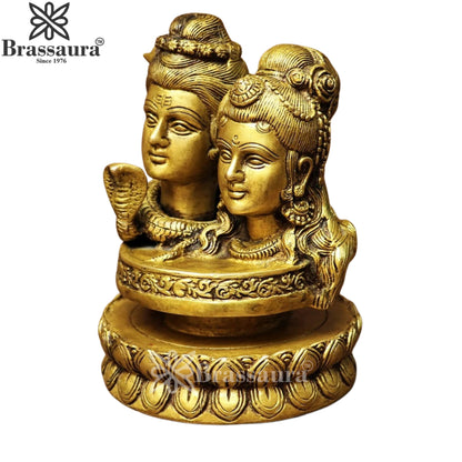 Brass Shiv & Parvati Shivling Statue Weight 2.7 Kg And Height 7 Inch