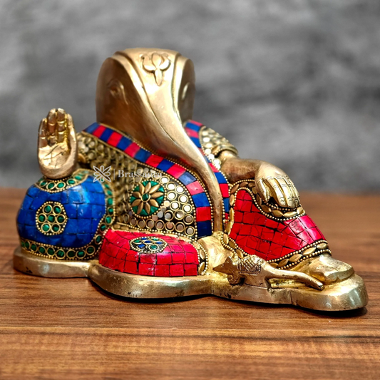 Brassaura™ Pure Brass Handcrafted Modern Ganesha Statue – Height 6 Inches, Weight 4.25 Kgs
