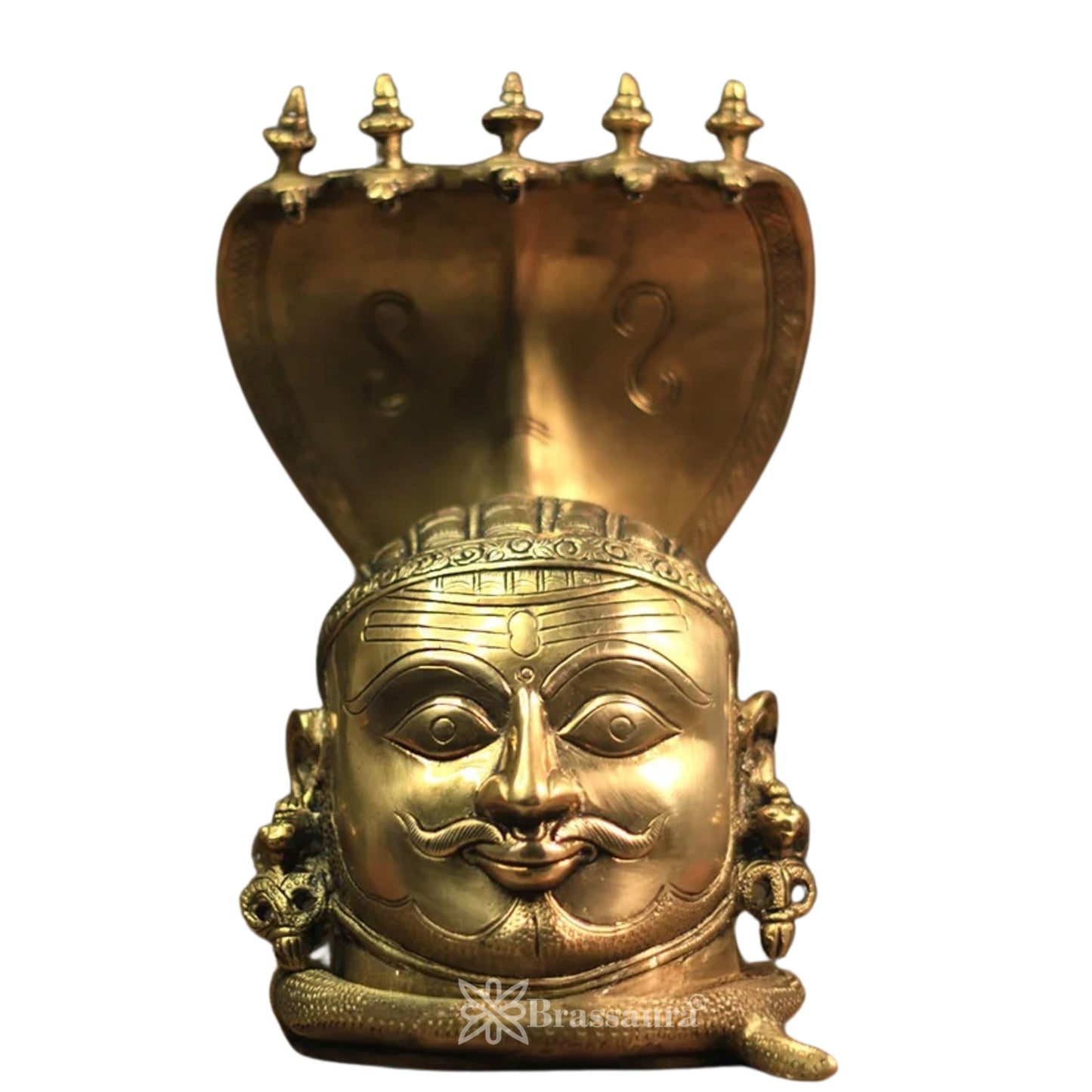 Brass Shiva Mukhlingam With Naagraaj Statue Weight 4 Kg And Height 9.5 Inch