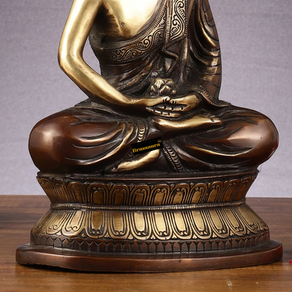 Brassaura™ Pure Brass Buddha Statue – Height 12 Inches & Weight 4 Kgs