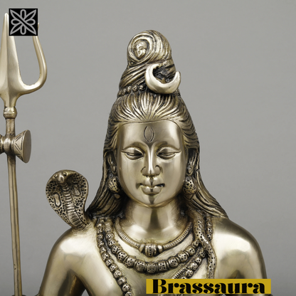 Brassaura™ Pure Brass Lord Shiva Idol – 23 Inch Height, 15.890 Kg Weight – Handcrafted Divine Statue