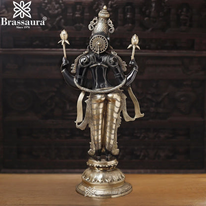 Brassaura™ Elegant Brass Laxmi Murti – Height 39 Inches & Weight 31.48 Kgs | Temple & Home Décor