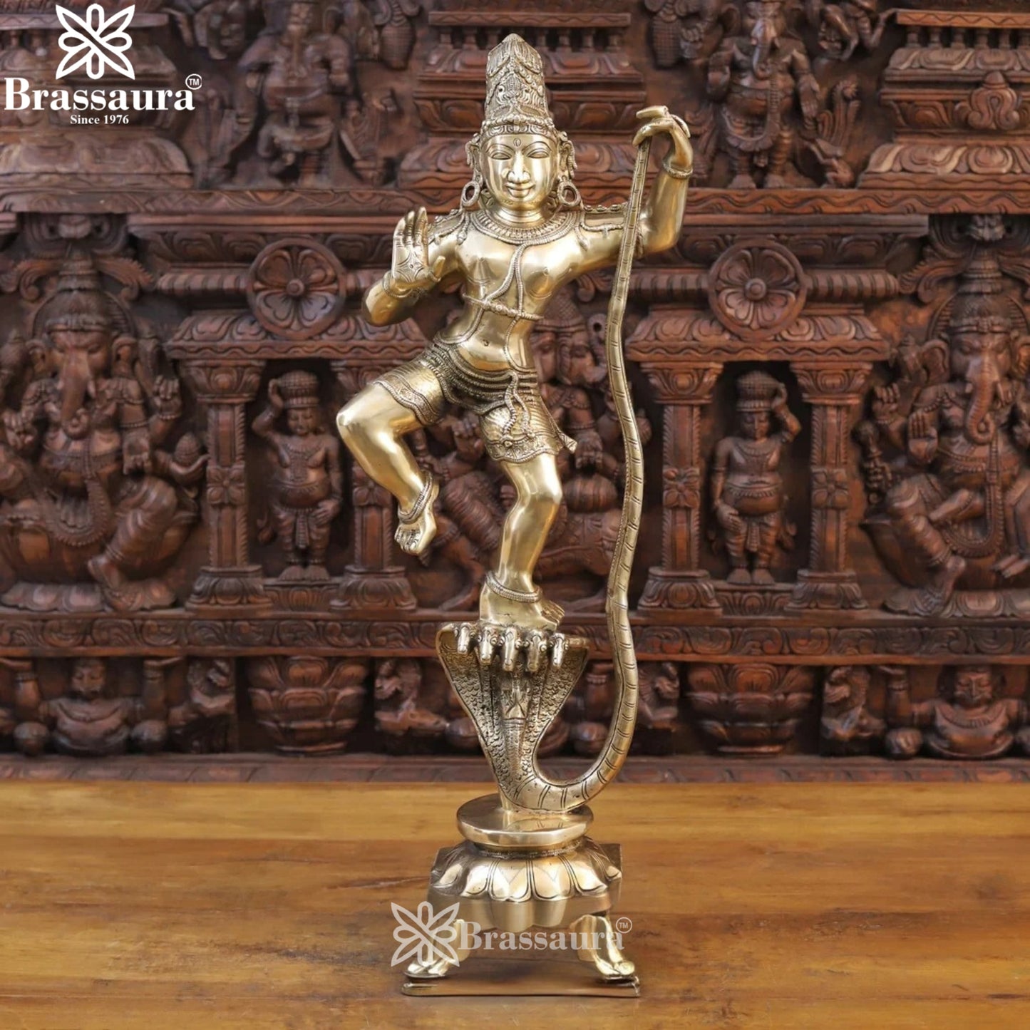 Brass Dancing Krishna Murti Weight 13.96 Kg And Height 29.5 Inch