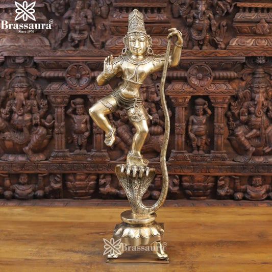 Brass Dancing Krishna Murti Weight 13.96 Kg And Height 29.5 Inch