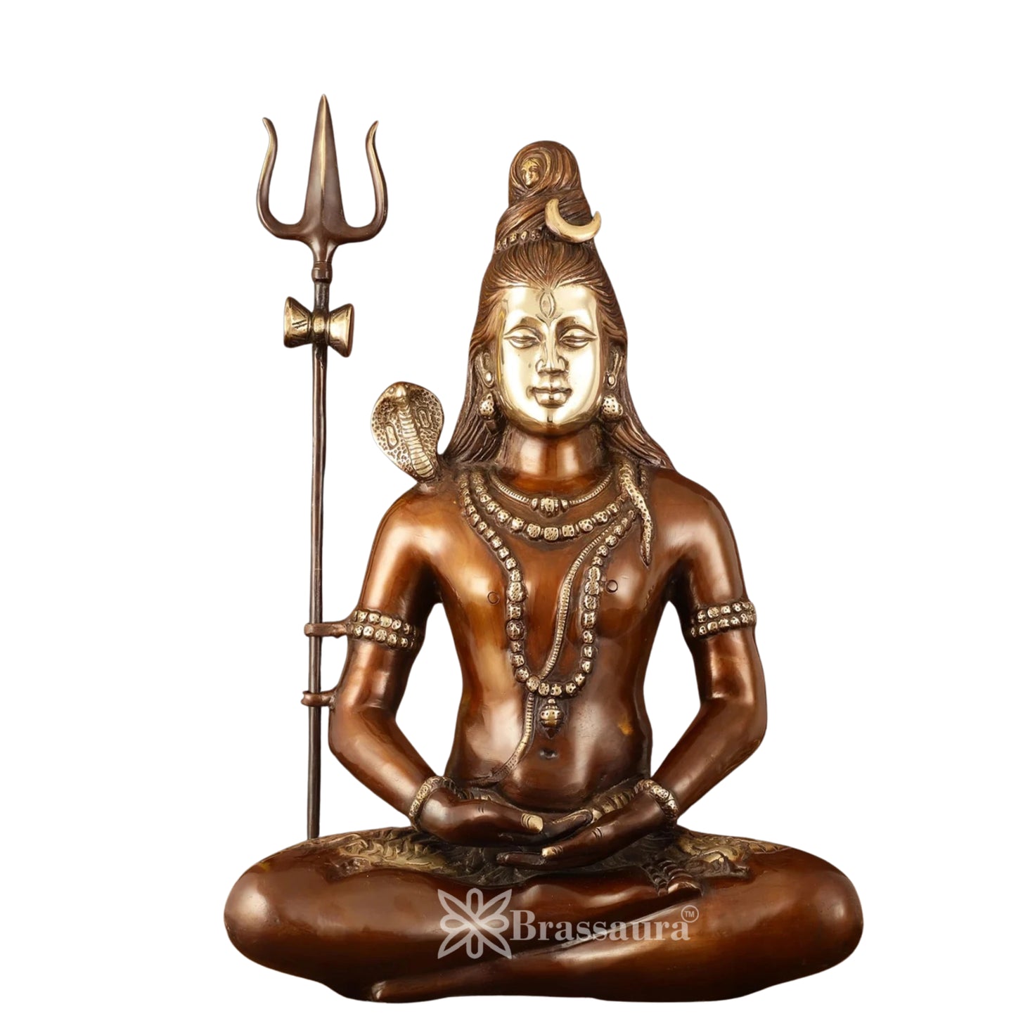Brassaura™ Brass Lord Shiva Murti – Height 20 Inches & Weight 12 Kgs | Sacred Home Décor