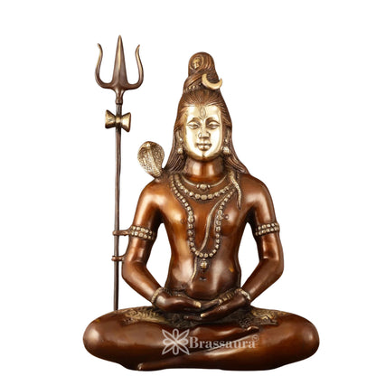 Brassaura™ Brass Lord Shiva Murti – Height 20 Inches & Weight 12 Kgs | Sacred Home Décor
