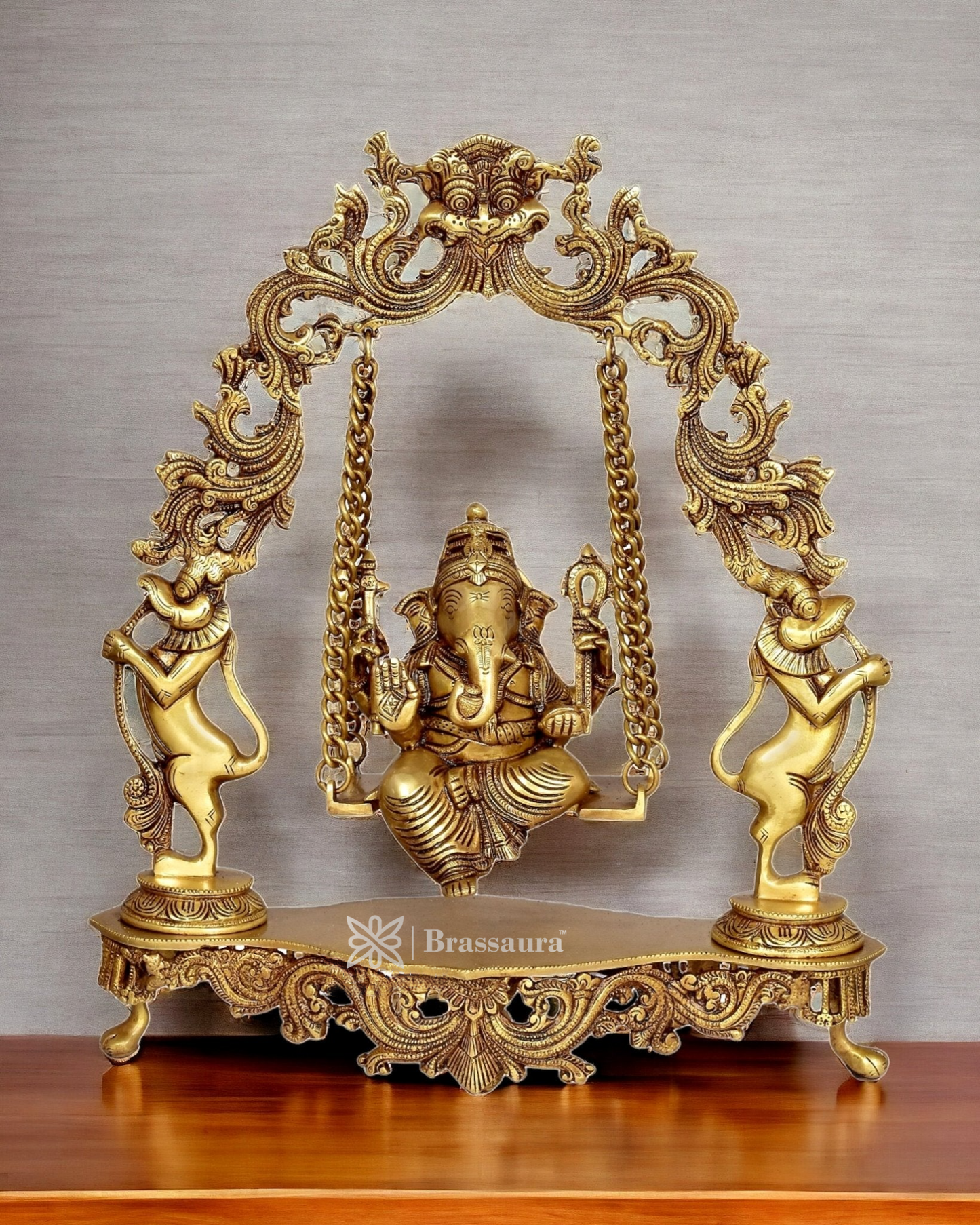 Brassaura™ Brass Fine Quality Ganesha Swing – Height 18 Inches, Weight Approx. 16 Kgs