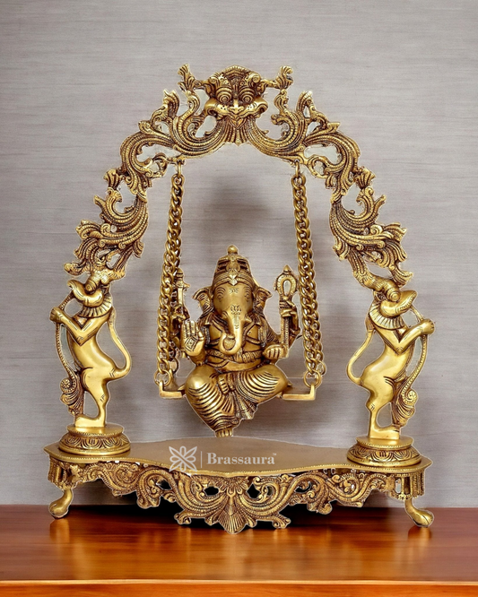 Brassaura™ Brass Fine Quality Ganesha Swing – Height 18 Inches, Weight Approx. 16 Kgs