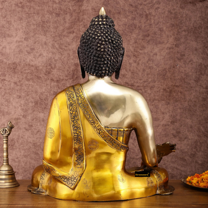 Brassaura™ Large Pure Brass Medicine Healing Buddha Idol – Height 23 Inches, Weight 22 Kgs