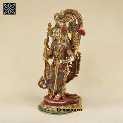 Brassaura™ Kartikeya Murugan Statue – 20 Inches Height, 13.85 Kgs – Exquisite Brass Idol