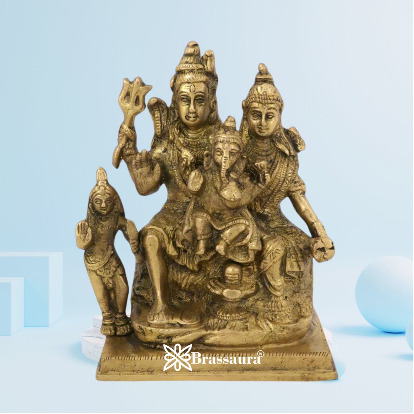 Brass Artistic Shiv Family  Weight 1.5 Kg & Height 6 Inch