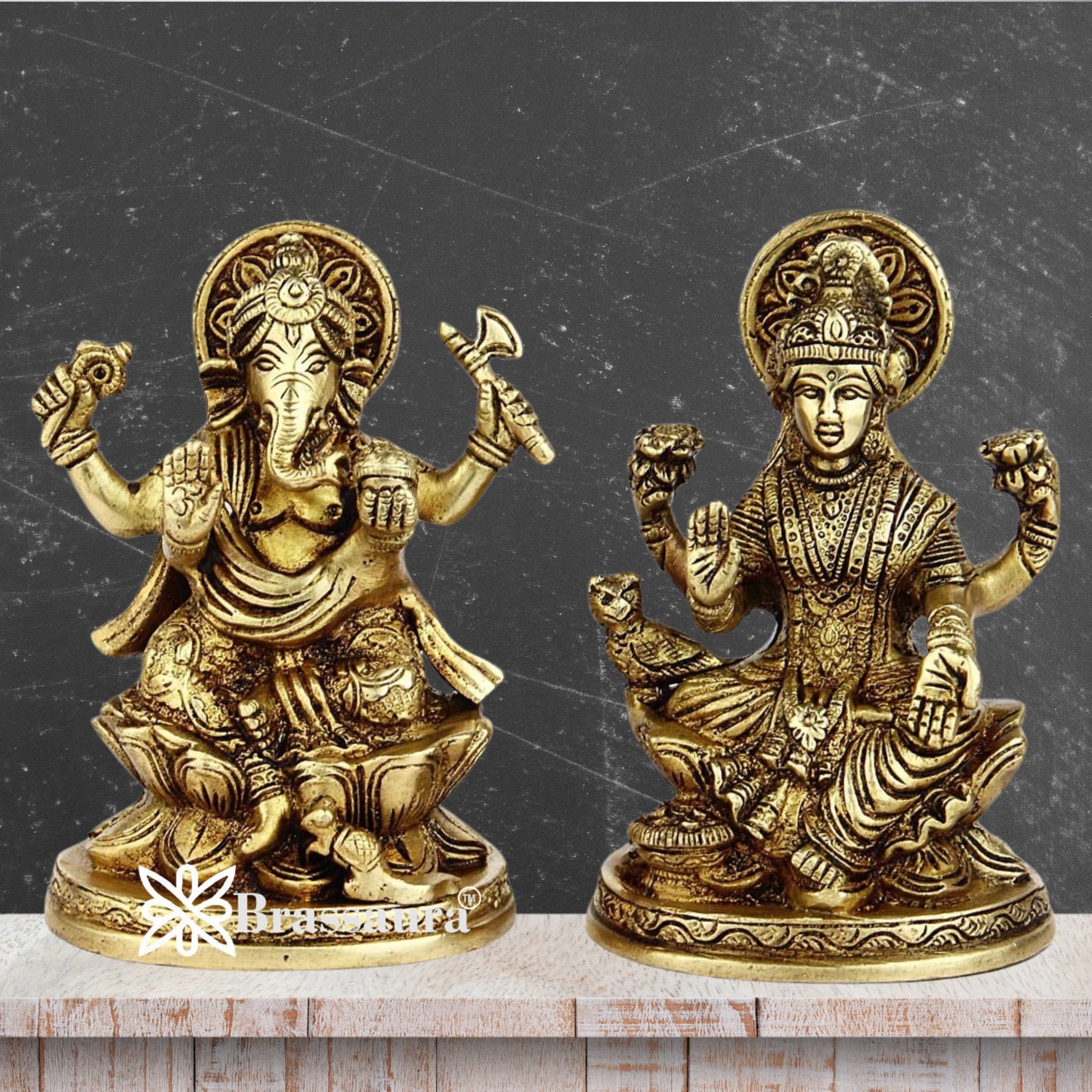 Brass Artistic Lakshmi Ganesh Weight 1.9 kg & Height 5 Inch