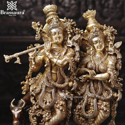 Brass Radha Krishna Murti Weight 41.13 Kg And Height 28 Inch