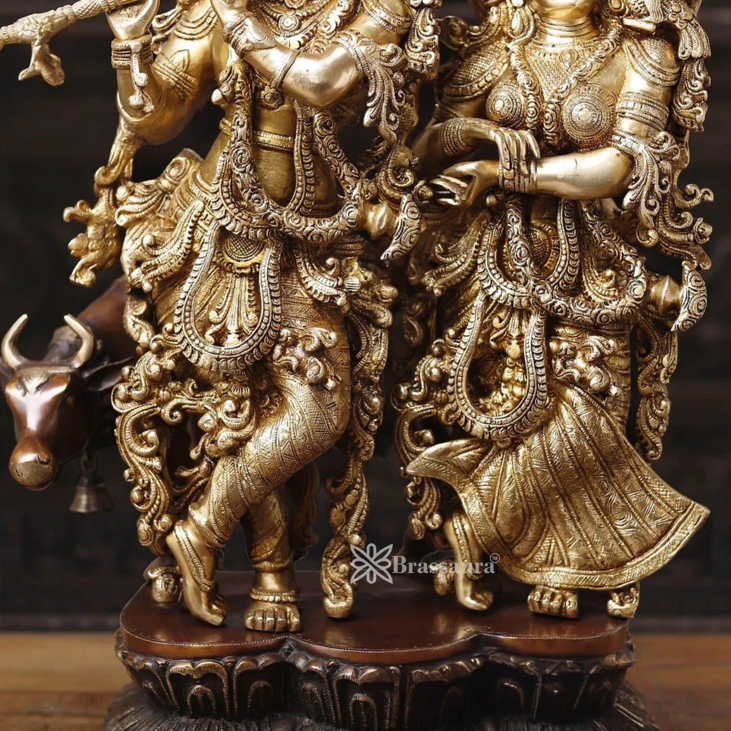 Brass Radha Krishna Murti Weight 41.13 Kg And Height 28 Inch