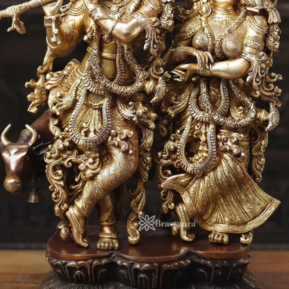 Brass Radha Krishna Murti Weight 41.13 Kg And Height 28 Inch
