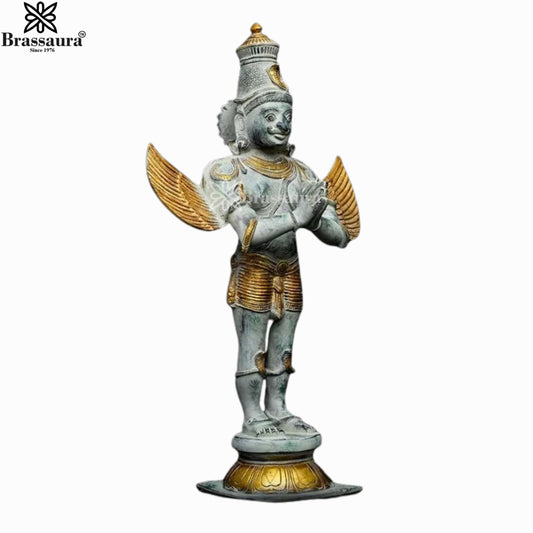 Brassaura™ Brass Garuda Idol – Height 22 Inches & Weight 9.19 Kgs | Divine Home & Pooja Sculpture