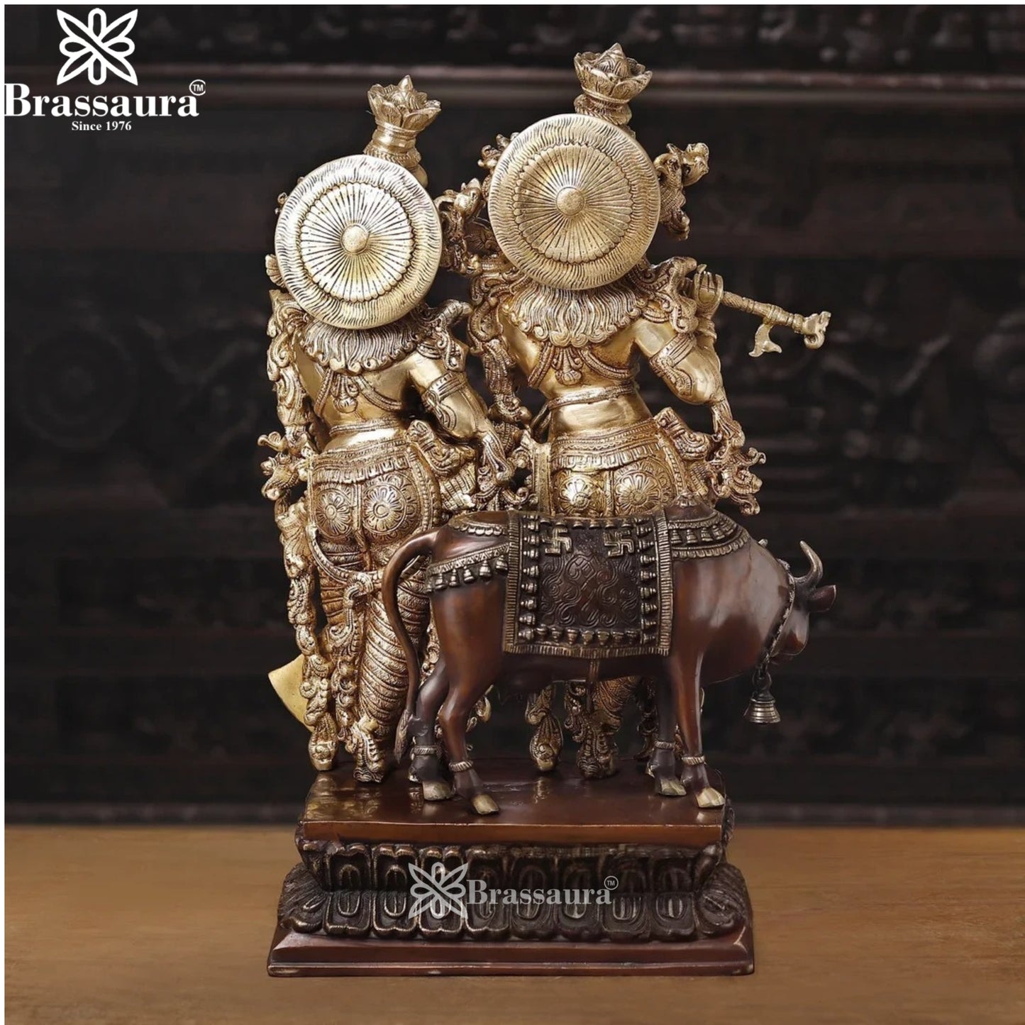 Brass Radha Krishna Murti Weight 41.13 Kg And Height 28 Inch