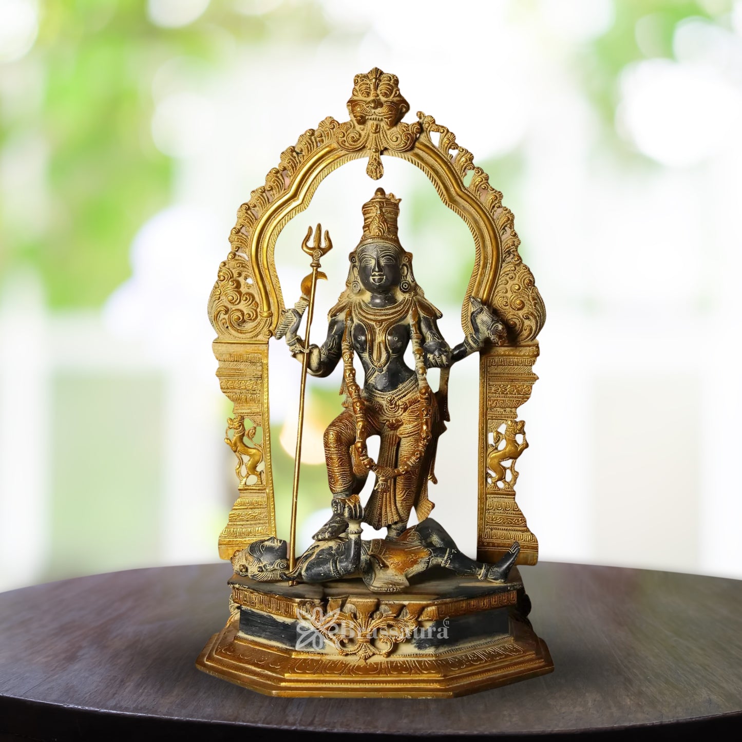 Brass Kali With Kirtimukha Frame Statue Weight 16 Kg And Height 22 Inch