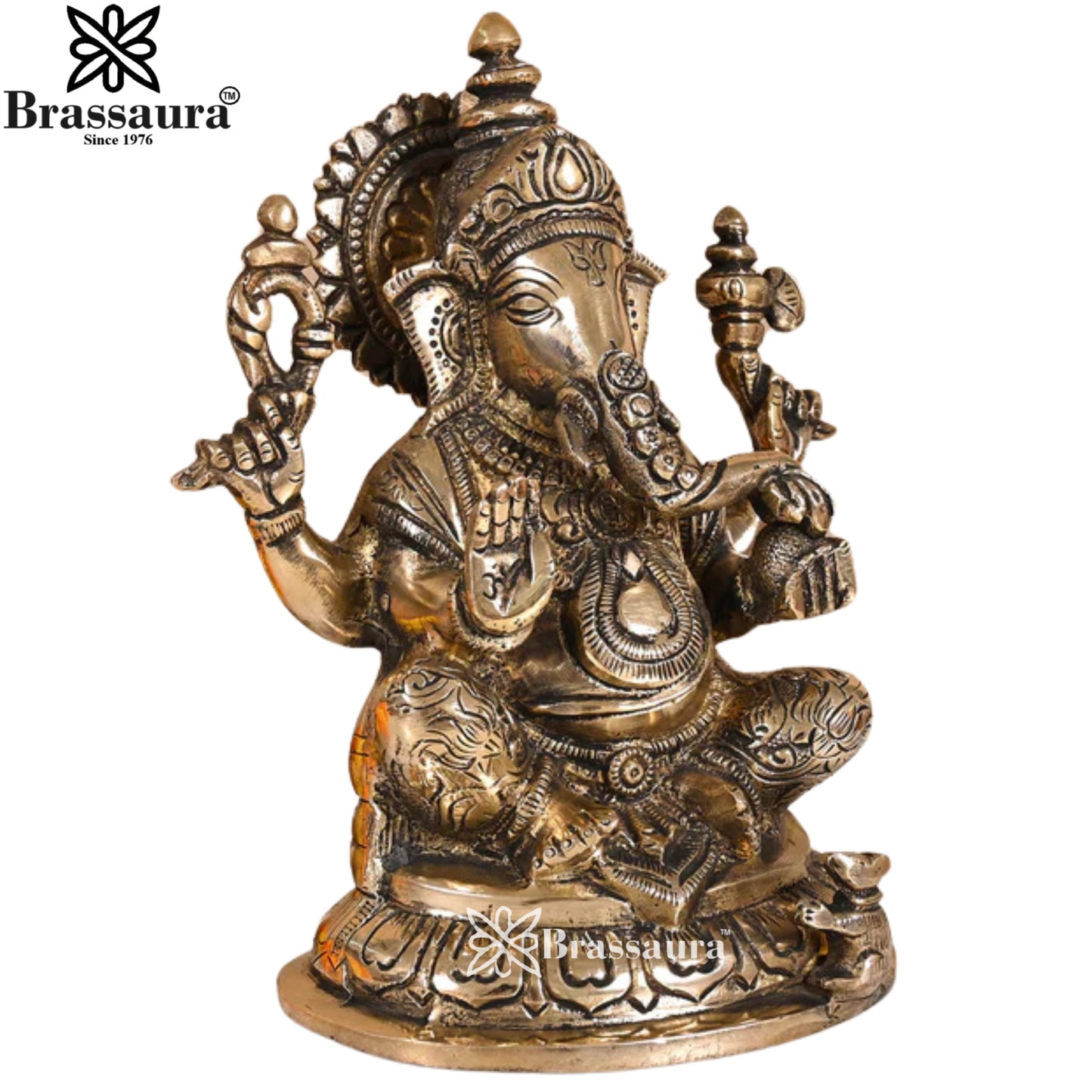 Brass Ganesha Statue Weight 2 Kg & Height 7 Inch