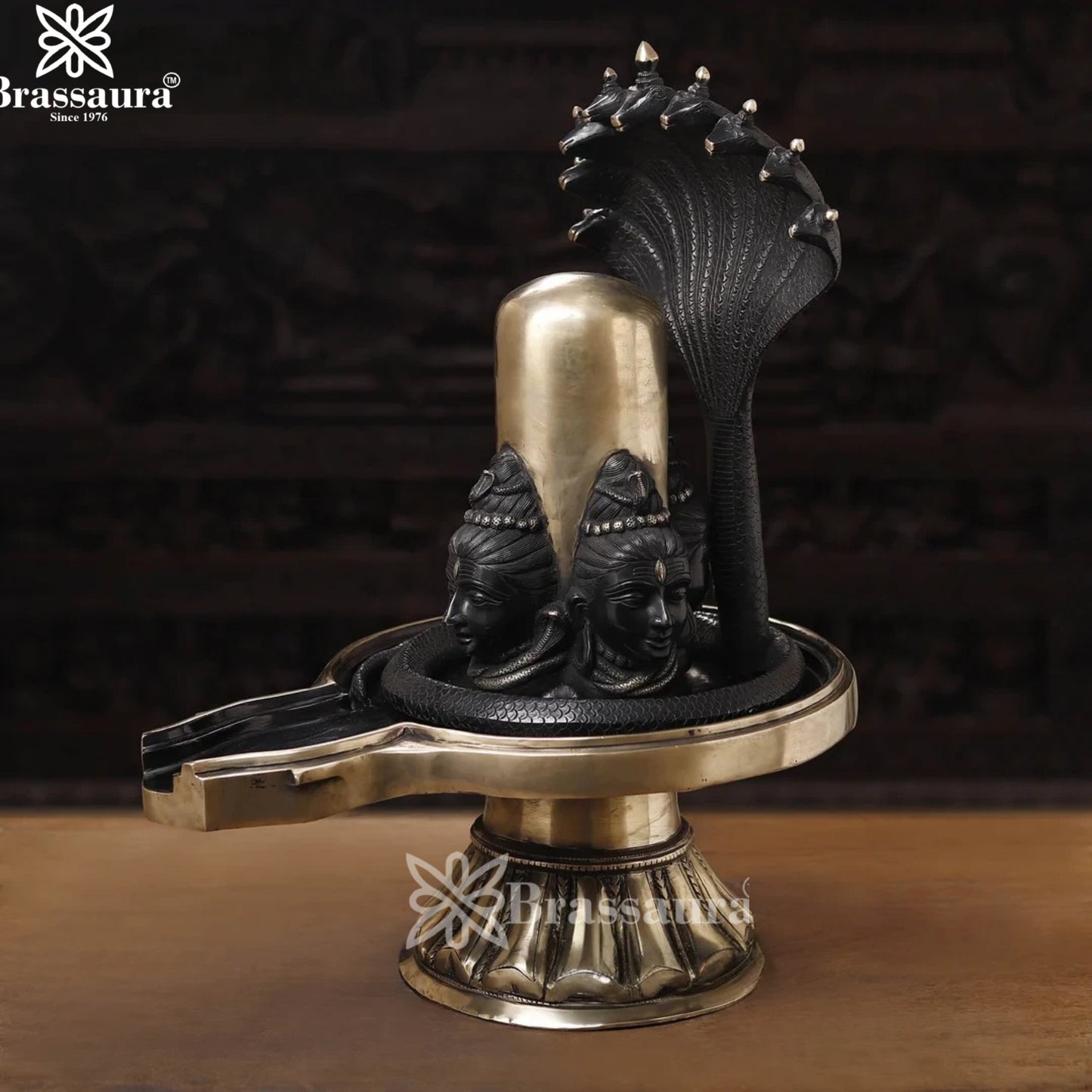 Brass Big Black Shivling With Naagraaj Statue Weight 31 Kg And Height 25 Inch