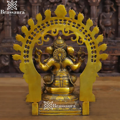 Brass Ring Ganesha Weight 8.58 Kg & Height 15 Inch