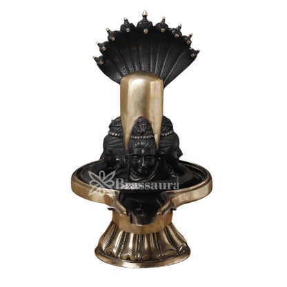 Brass Big Black Shivling With Naagraaj Statue Weight 31 Kg And Height 25 Inch