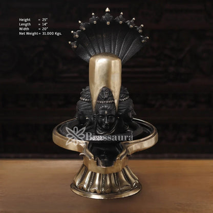 Brass Big Black Shivling With Naagraaj Statue Weight 31 Kg And Height 25 Inch