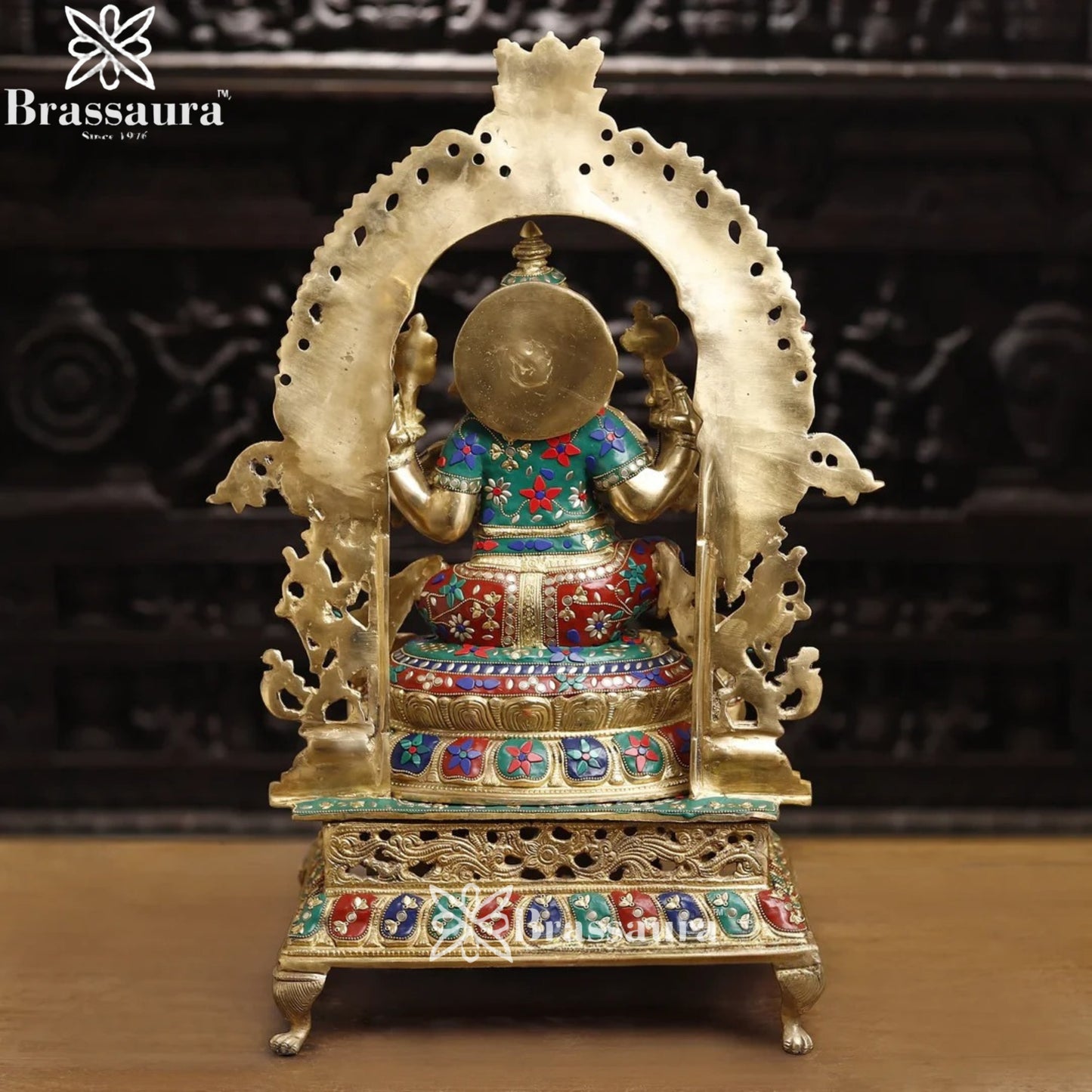 Brass Gem Stone Work Ring Ganesha Weight 32 Kg & Height 28 Inch