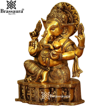 Brass Ganesha Statue Weight 7.1 Kg & Height 12.5 Inch