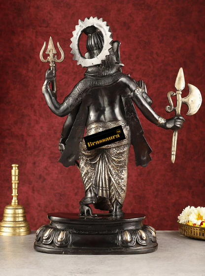Brassaura™ Pure Brass Standing Lord Ganesha – Black Finish | Height 18 Inches, Weight 14 Kgs