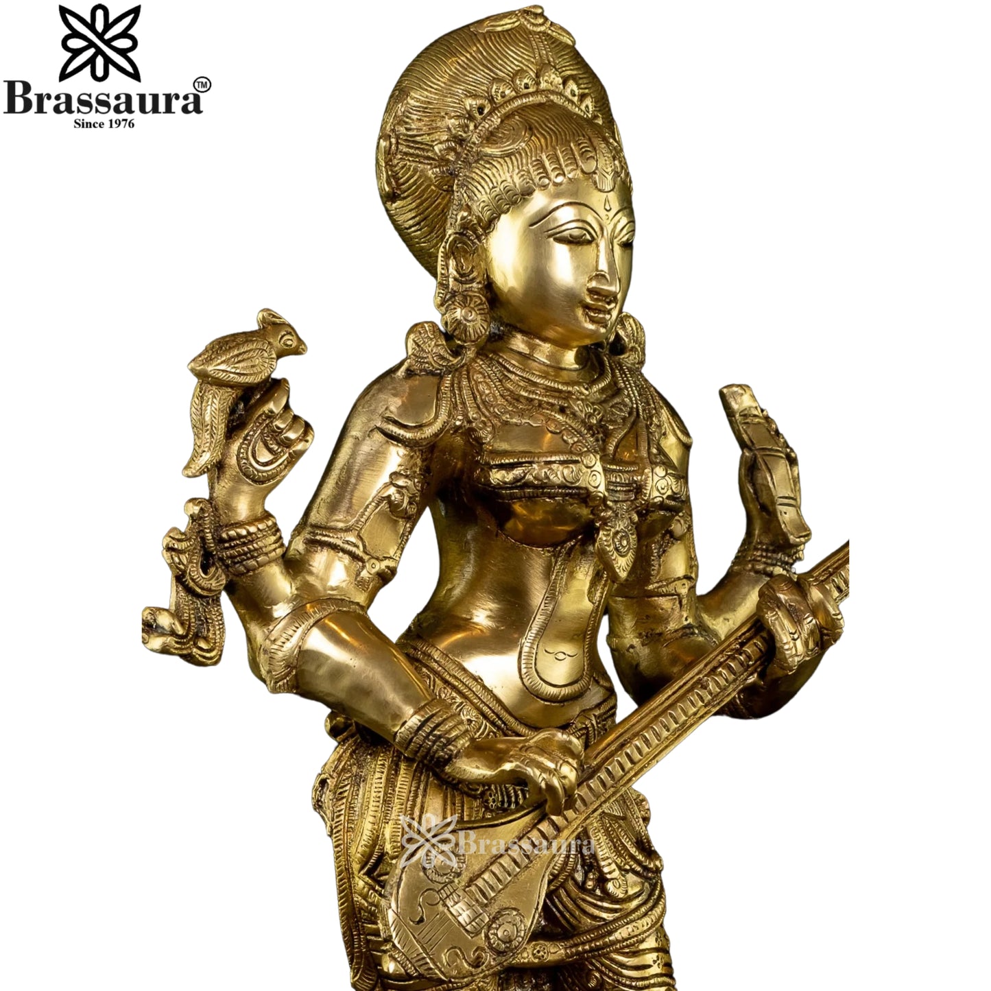 Brass Saraswati Statue Weight 23 Kg And Height 14 Inch