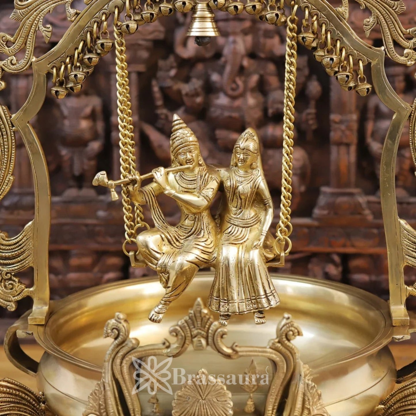 Brass Radha Krishna Urli Statue Weight 14.06 Kg And Height 23.5 Inch