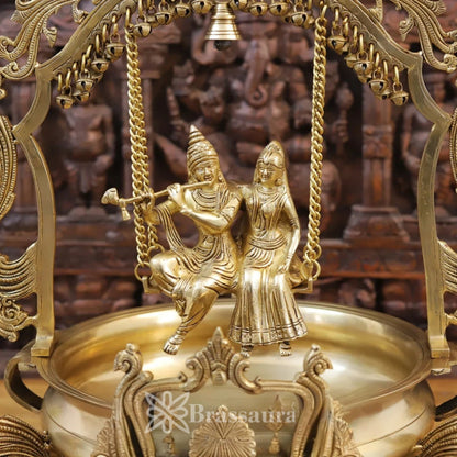 Brass Radha Krishna Urli Statue Weight 14.06 Kg And Height 23.5 Inch