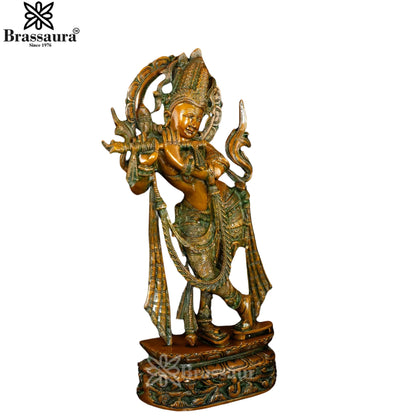 Brass Krishna Murti Weight 10.5 Kg And Height 22 Inch