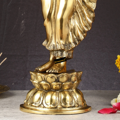 Brassaura™ Brass Standing Buddha Statue – Height 21.5 Inches & Weight 7.40 Kgs | Handcrafted Spiritual Decor for Home & Office