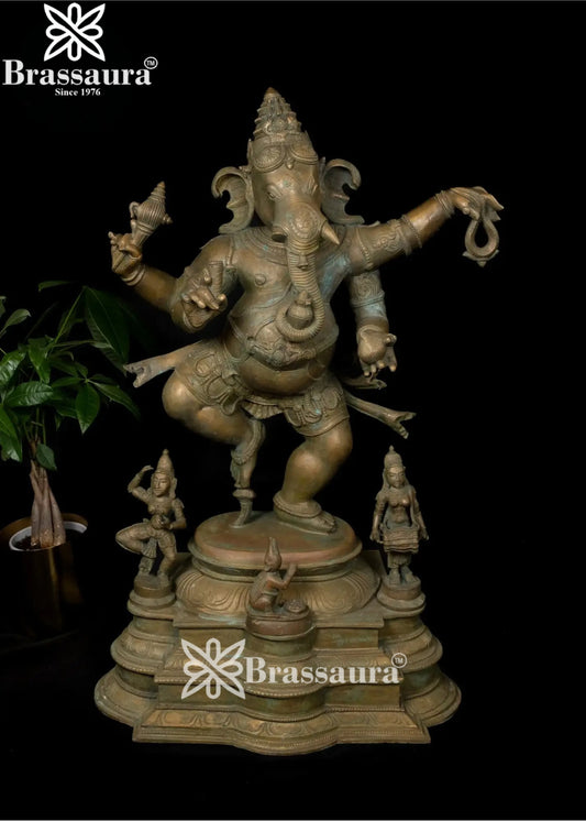 Bronze Dancing Ganesha Statue Weight 61 Kg And Height 34 Inch